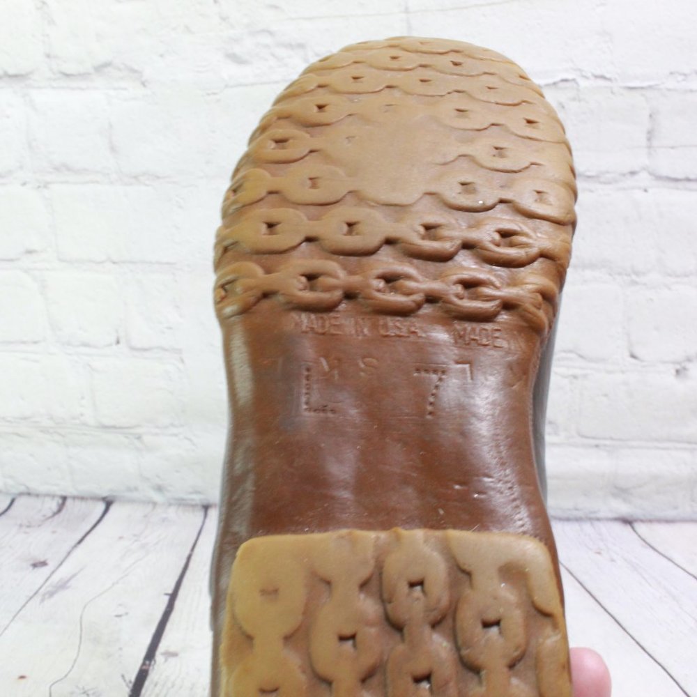 Vtg! LL BEAN Brown Maine Hunting Shoe Unlined Leather Duck Boots 7 M - Picture 8 of 9